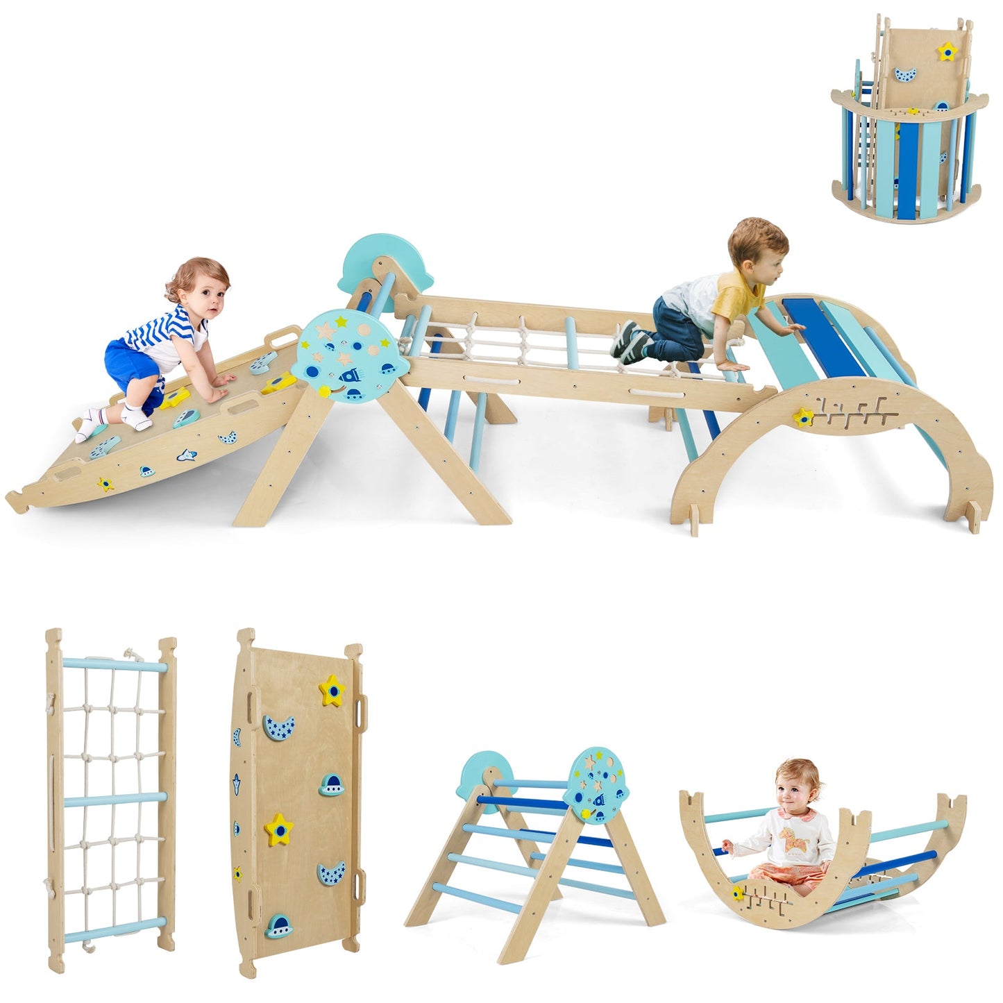 Triangle Set 8-in-1 Foldable Baby Climbing Toys Astronaut/Unicorn Theme