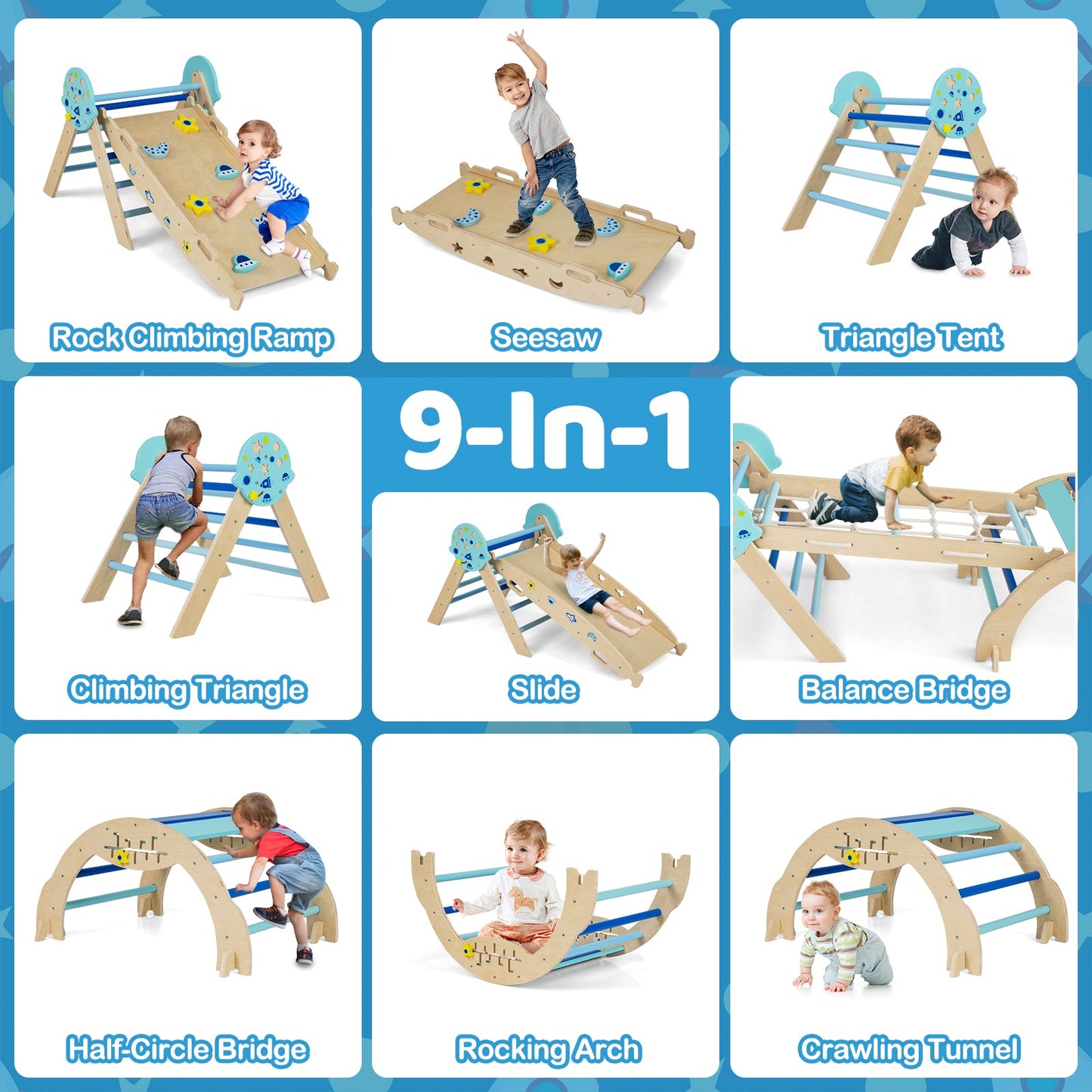 Triangle Set 8-in-1 Foldable Baby Climbing Toys Astronaut/Unicorn Theme
