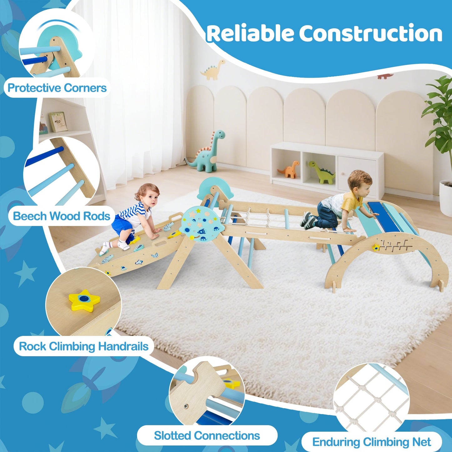 Triangle Set 8-in-1 Foldable Baby Climbing Toys Astronaut/Unicorn Theme