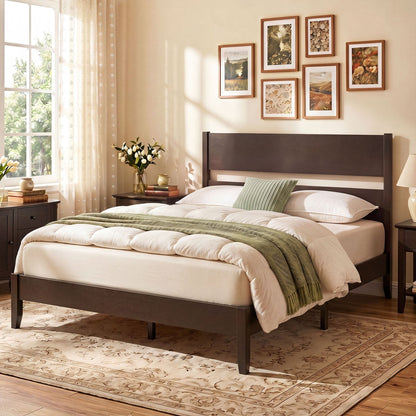 Full Bed Frame with Headboard and Solid Wood Legs