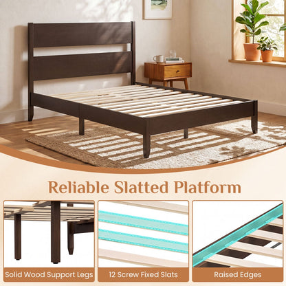 Full Bed Frame with Headboard and Solid Wood Legs
