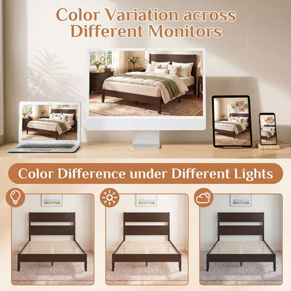 Full Bed Frame with Headboard and Solid Wood Legs