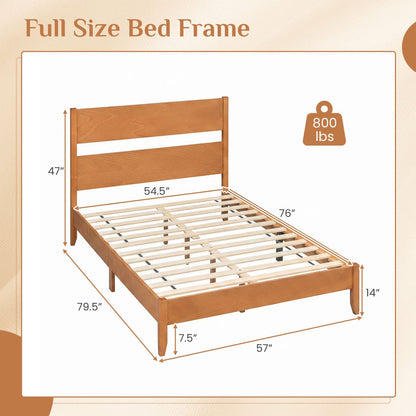 Full Bed Frame with Headboard and Solid Wood Legs
