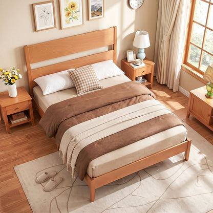 Full Bed Frame with Headboard and Solid Wood Legs