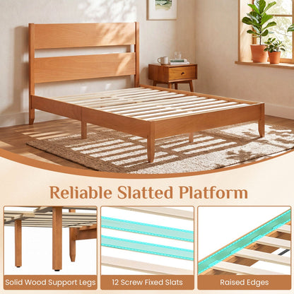 Full Bed Frame with Headboard and Solid Wood Legs