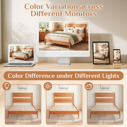 Full Bed Frame with Headboard and Solid Wood Legs