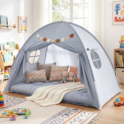 Twin Size Indoor Canopy Tent for Kids with 2 Window and Suits 3+