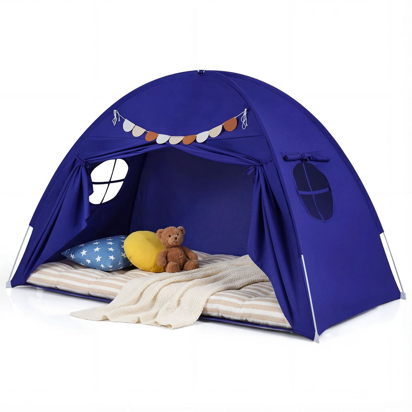 Twin Size Indoor Canopy Tent for Kids with 2 Window and Suits 3+