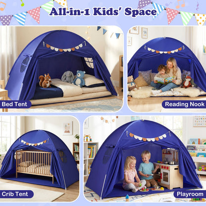 Twin Size Indoor Canopy Tent for Kids with 2 Window and Suits 3+