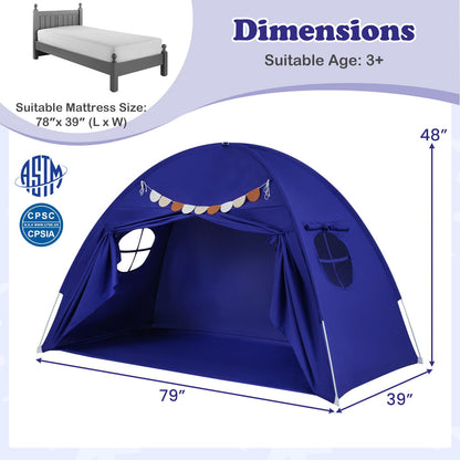 Twin Size Indoor Canopy Tent for Kids with 2 Window and Suits 3+