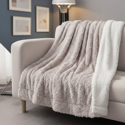 DaDalogy Lavender Grey Faux Fur Sherpa Throw Blanket