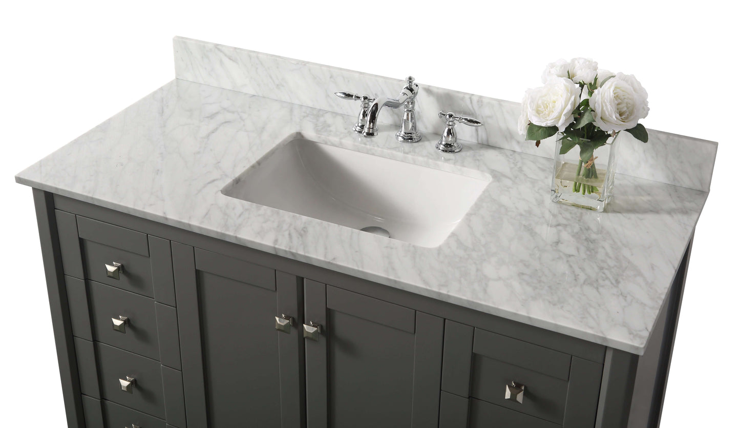 Shelton Bathroom Vanity with Sink and Carrara White Marble Top Cabinet Set
