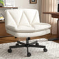 27" Wide Criss Cross Office Chair with Wheels – Adjustable Swivel Armless Vanity Desk Chair with Back Support