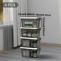 4PCS Stackable Storage Boxes with Lids & Handles Clear Organizer Bins Home Closet