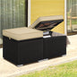 Costoffs 2PCS Rattan Storage Ottomans with Cushions – Outdoor Wicker Footstools & Side Tables for Patio, Garden & Balcony
