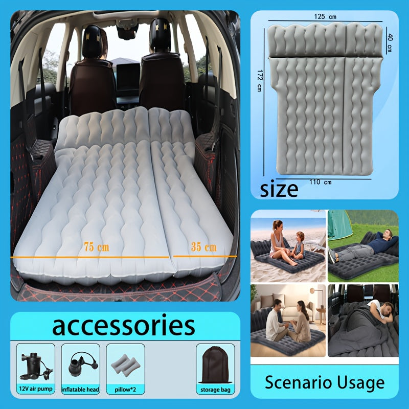 Car Inflatable Mattress Back Seat Bed SUV Travel Air Bed w/ Pump & Pillows