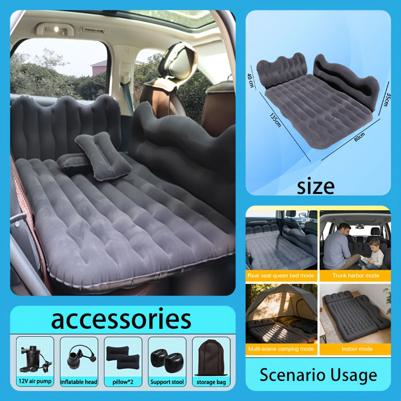 Car Inflatable Mattress Back Seat Bed SUV Travel Air Bed w/ Pump & Pillows