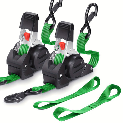 4PCS Retractable Ratchet Tie Down Straps – 10FT Heavy Duty Self-Retracting Cargo Straps for Truck, Trailer & Motorcycle