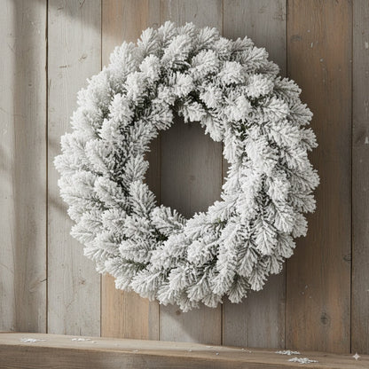 24 inch Wreath Snow Flock - Unlit