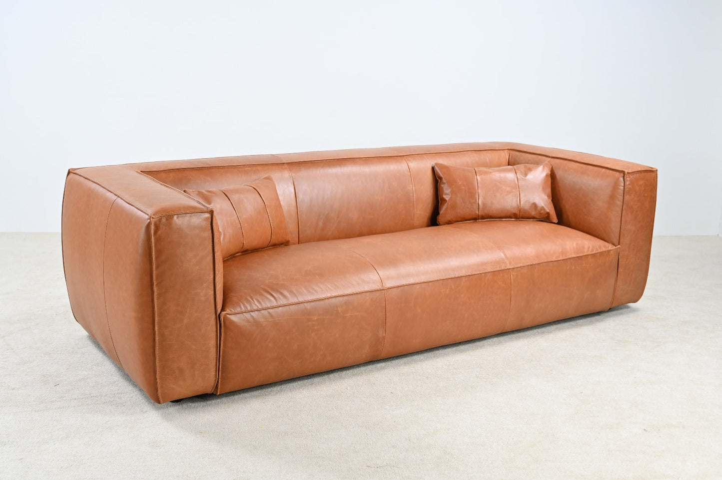 Genavive Top Grain Leather Sofa - Tan