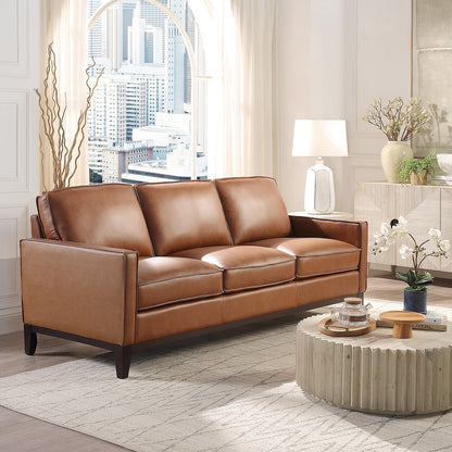 Samhara Top Grain Leather Sofa - Chestnut