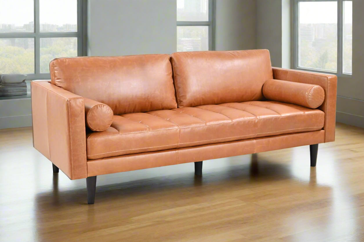 Philippe Top Grain Leather Sofa - Tan
