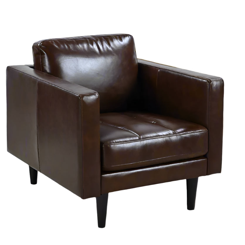 Philippe Top Grain Leather Arm Chair - Chocolate Brown