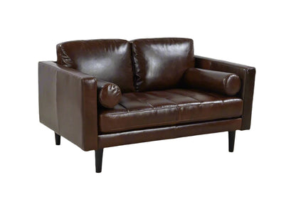 Philippe Top Grain Leather Love Seat - Chocolate Brown