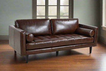 Philippe Top Grain Leather Sofa - Chocolate Brown
