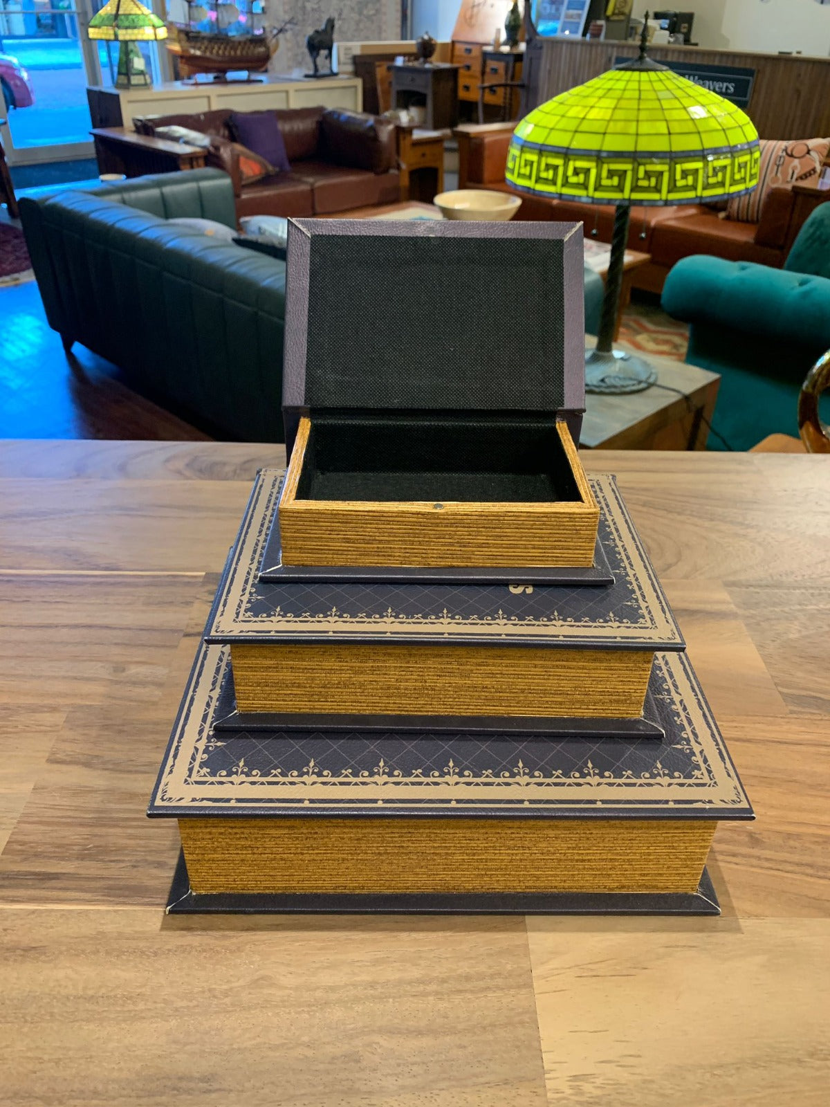 Decorative Book Box Set of 3 – “A Tale of Two Cities” Charles Dickens Hidden Storage, Faux Leather Keepsake Organizer