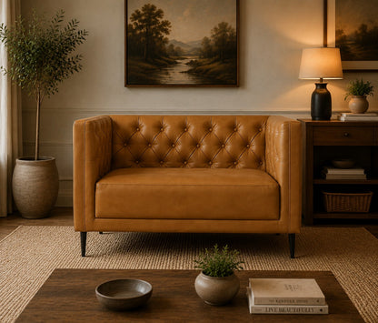 Lucius Top Grain Leather 1.5 Arm Chair - Tan