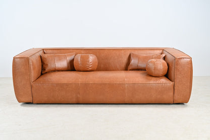 Genavive Top Grain Leather Sofa - Tan