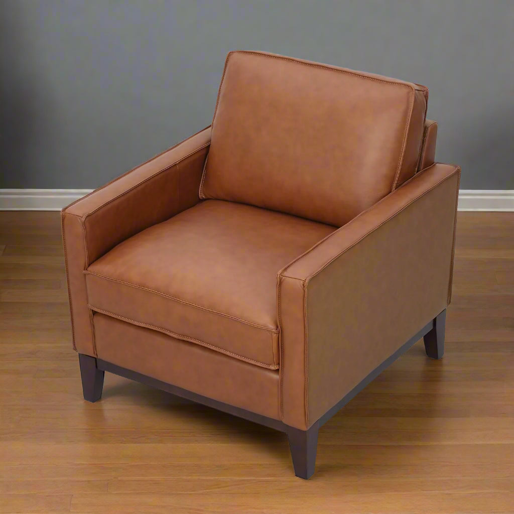 Samhara Top Grain Leather Armchair - Chestnut