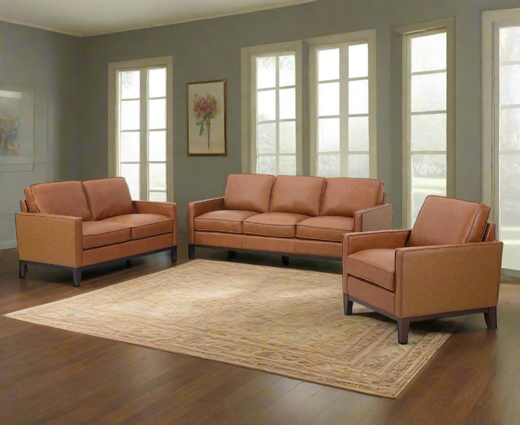 Samhara Top Grain Leather Armchair - Chestnut