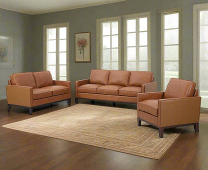 Samhara Top Grain Leather Armchair - Chestnut