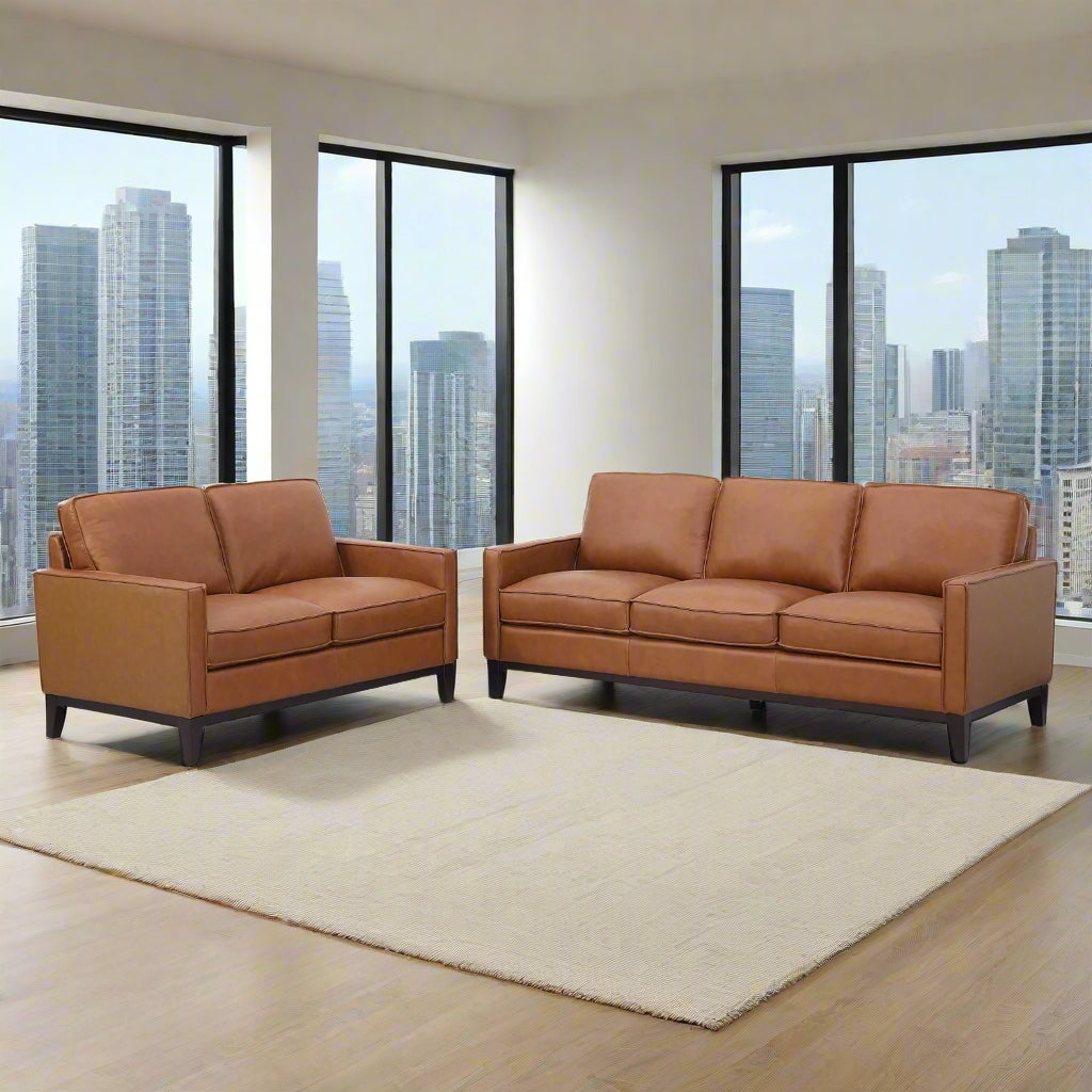 Samhara Top Grain Leather Sofa - Chestnut