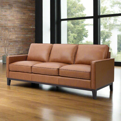 Samhara Top Grain Leather Sofa - Chestnut