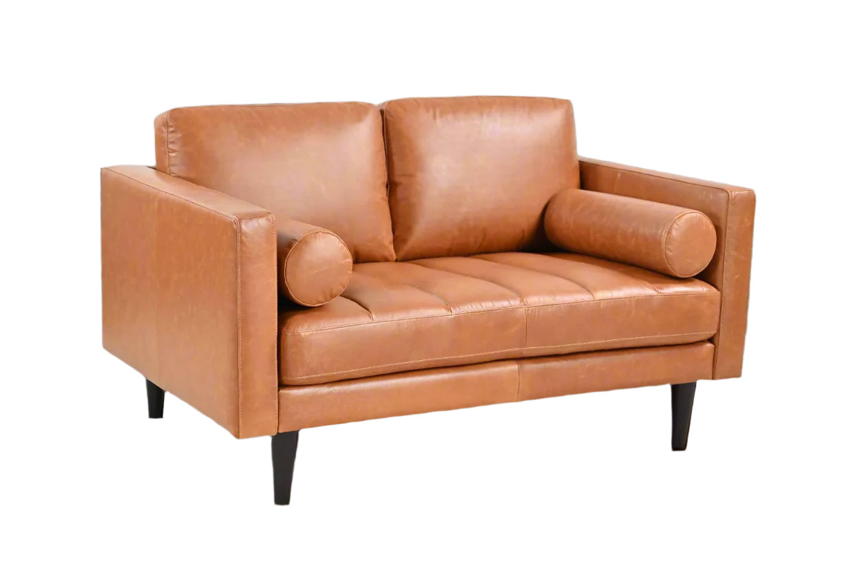 Philippe Top Grain Leather Love seat - Tan