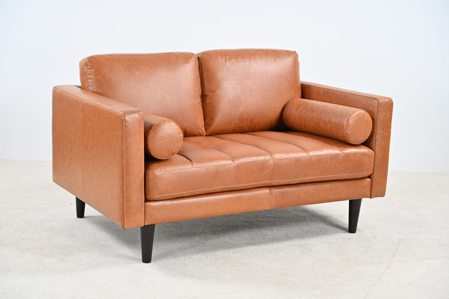 Philippe Top Grain Leather Love seat - Tan