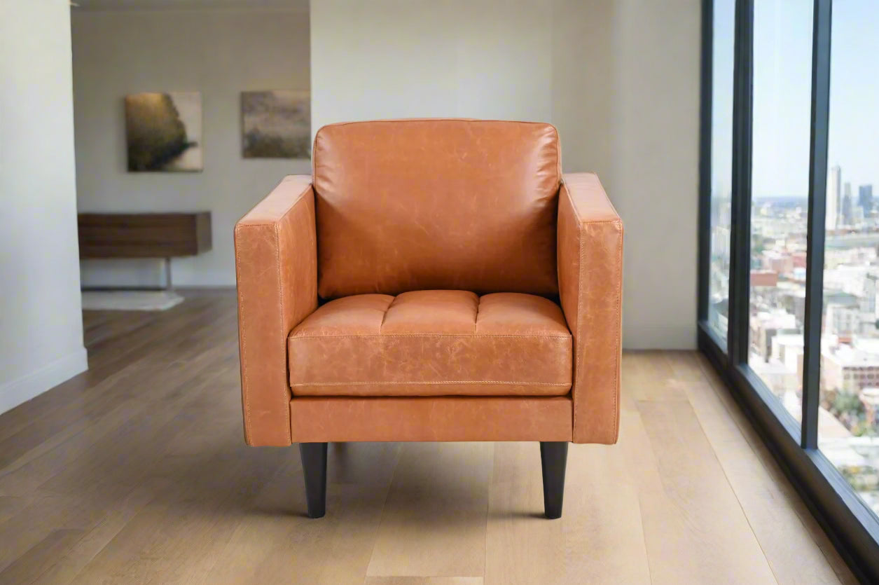 Philippe Top Grain Leather Arm Chair - Tan