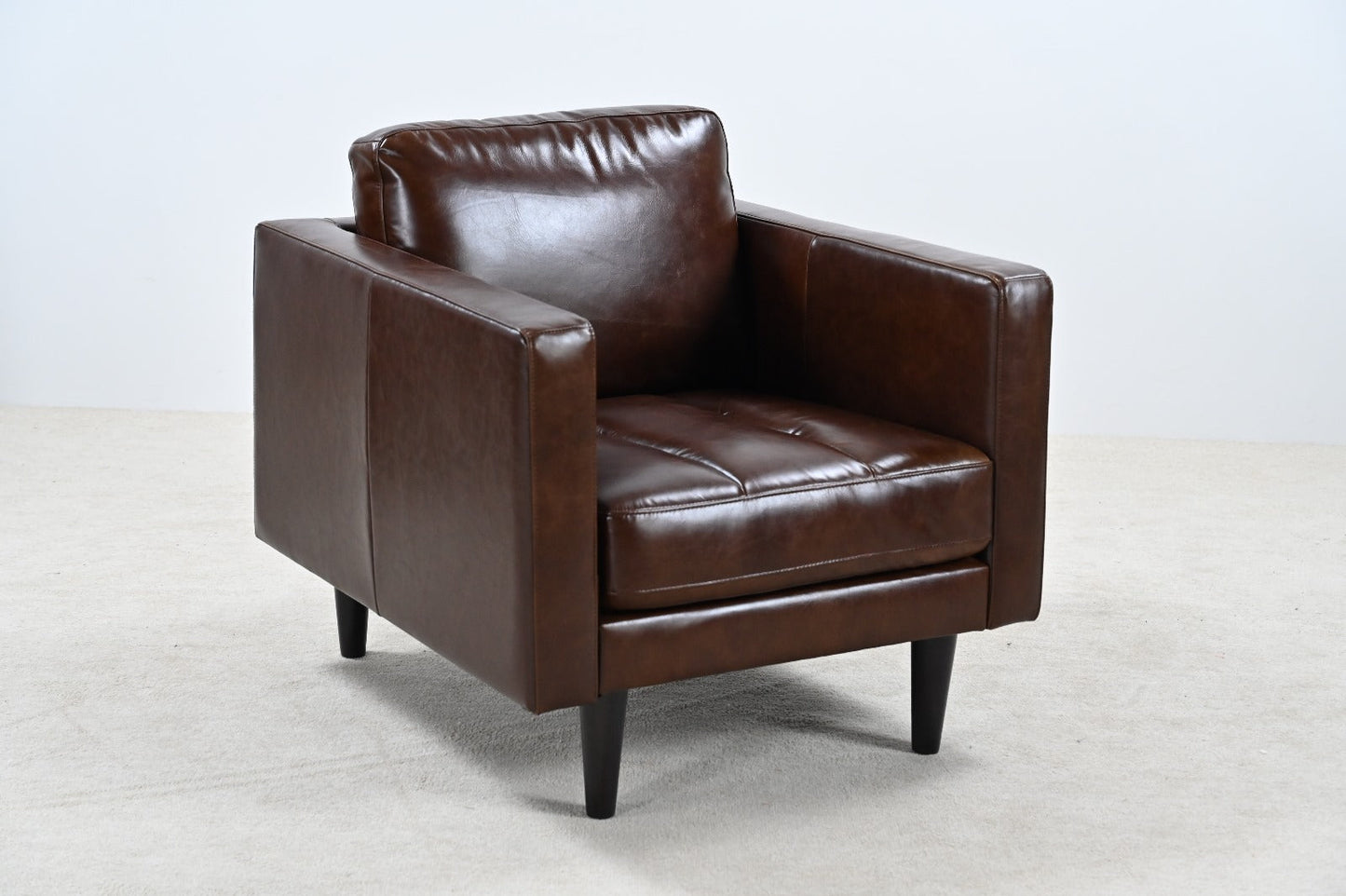 Philippe Top Grain Leather Arm Chair - Chocolate Brown