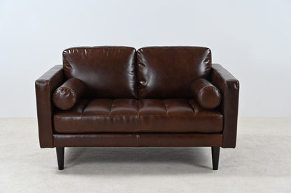 Philippe Top Grain Leather Love Seat - Chocolate Brown