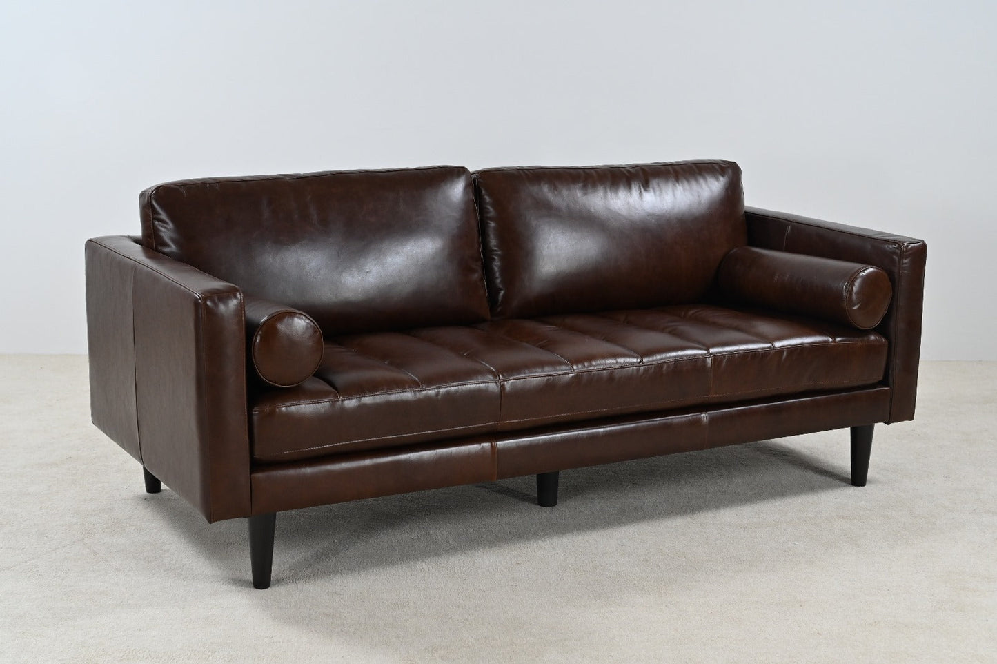 Philippe Top Grain Leather Sofa - Chocolate Brown