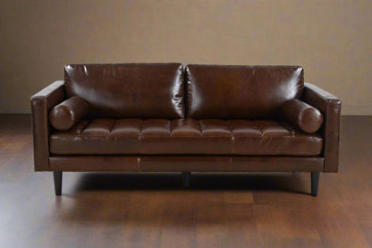 Philippe Top Grain Leather Sofa - Chocolate Brown
