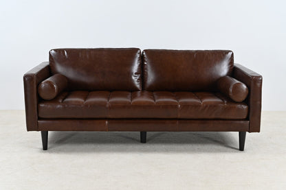 Philippe Top Grain Leather Sofa - Chocolate Brown