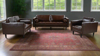 Philippe Top Grain Leather Arm Chair - Chocolate Brown