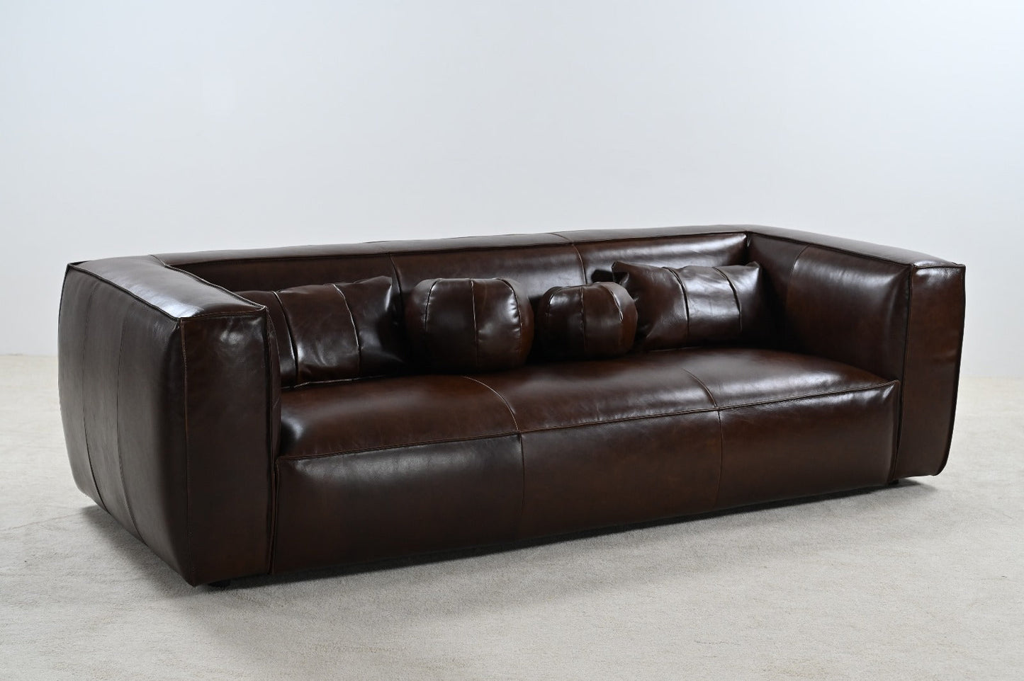 Genavive Top Grain Leather Sofa - Chocolate