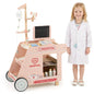 Wooden Doctor Playset for Kids Pretend Play Doctor Kit with Cart Gift for Toddlers Boys Girls Aged 3+