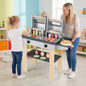 Wooden Kids Barbecue Grill Playset Kids Toy Grill with Abundant Grilling Tools and Play Foods