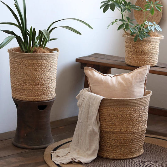 Natural Cylinder Storage and Planter Basket